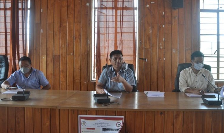 DC Peren, Sentiwapang Aier, NCS addressing the Peren District Task Force on COVID-19 meeting held at DC’s Conference Hall on April 30. (DIPR Photo)